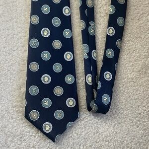 Designer Navy Blue Patterned Tie